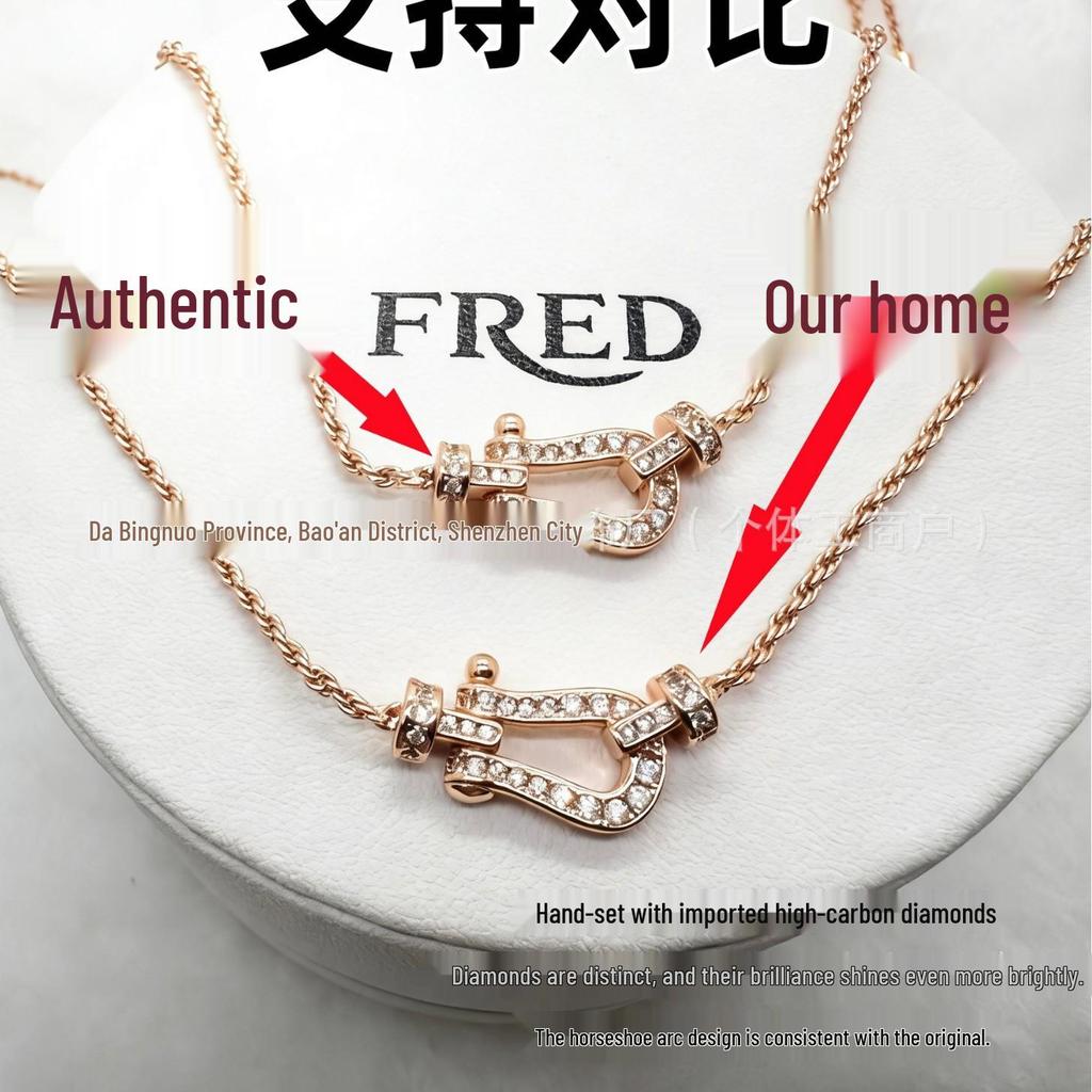 V Gold Rose Gold Full Diamond Horseshoe Bracelet and 8-Shaped Necklace Set