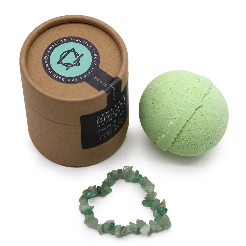 Bath Bomb With Green Aventurine Bracelet Lemon Lime