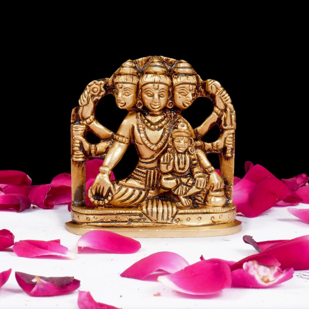 

Pure Brass Dattatreya With Laxmi Ji Statue, Datta Idol, Home Decorative Item
