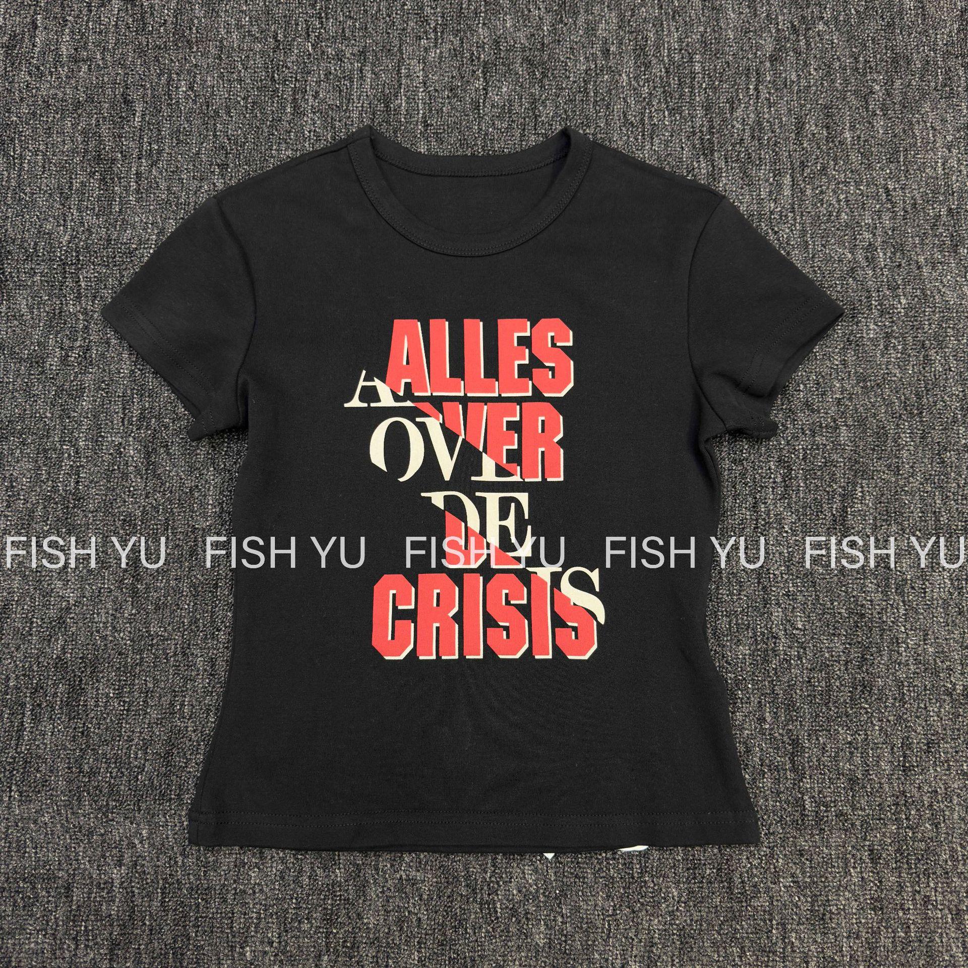 

FISHYU Women s Retro Color Block Slim Fit Short Sleeve T-shirt