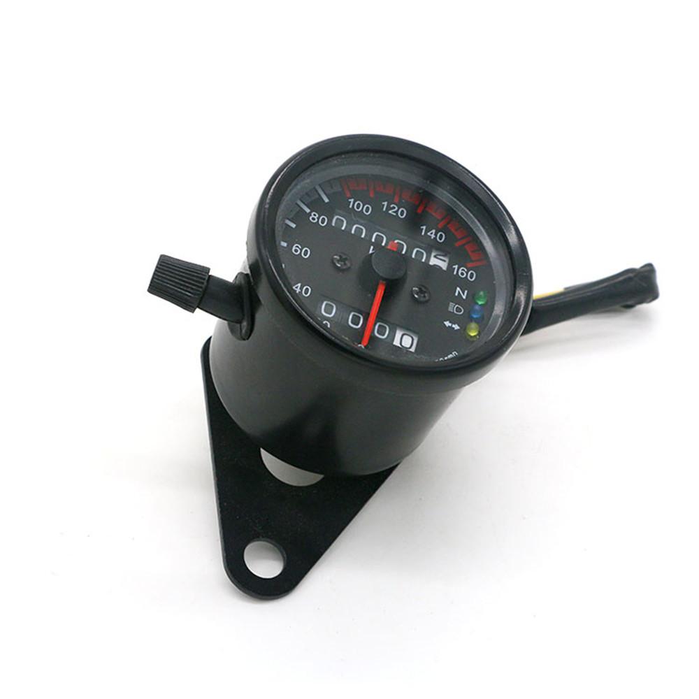 Universal Motorcycle Speedometer Odometer Moto Dual Speed Meter with LED Indicator Speedometer DC 12V Black/Silver