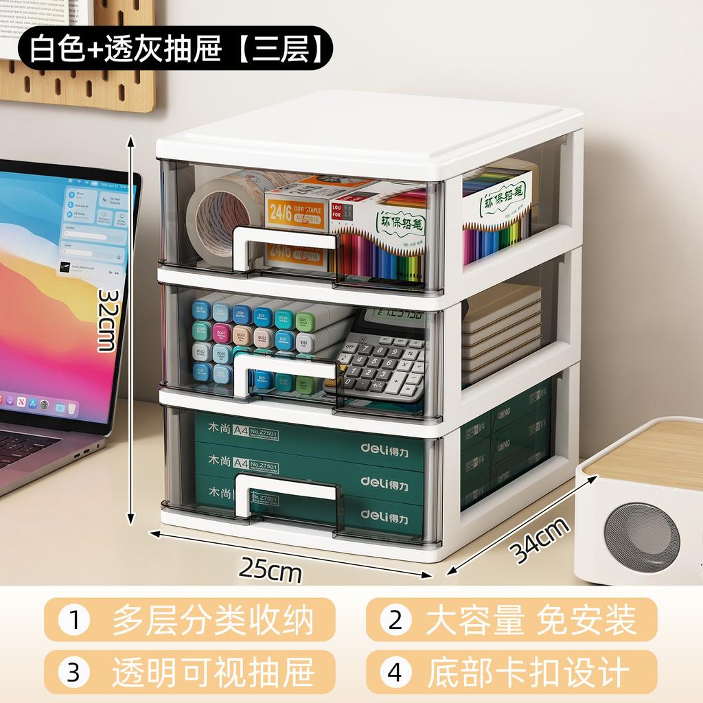 Desktop Storage Box Drawer Office Pen Holder Box Stationery Cosmetics Storage Box Finishing Multi-layer Shelf Cabinet