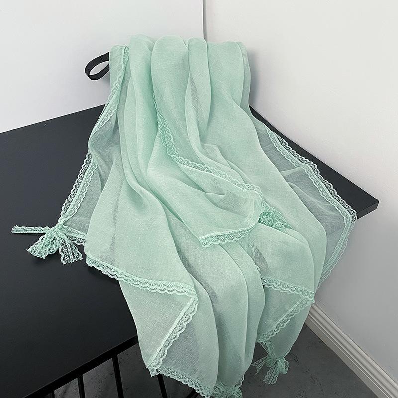 

Весна и лето Новый высококачественный модный тонкий шарф, дизайн, модный нишевый кружевной бант, шарф 195*90cm