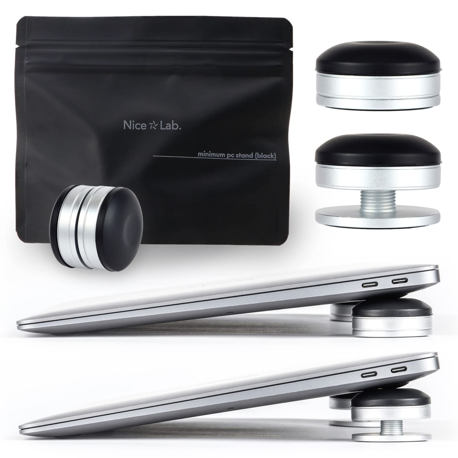 

Nice Portable Laptop Mini PC Stand with Ergonomic Height Improves Relieves Back Heat Integrated Compatible with and Portable and Aluminum Alloy чёрный