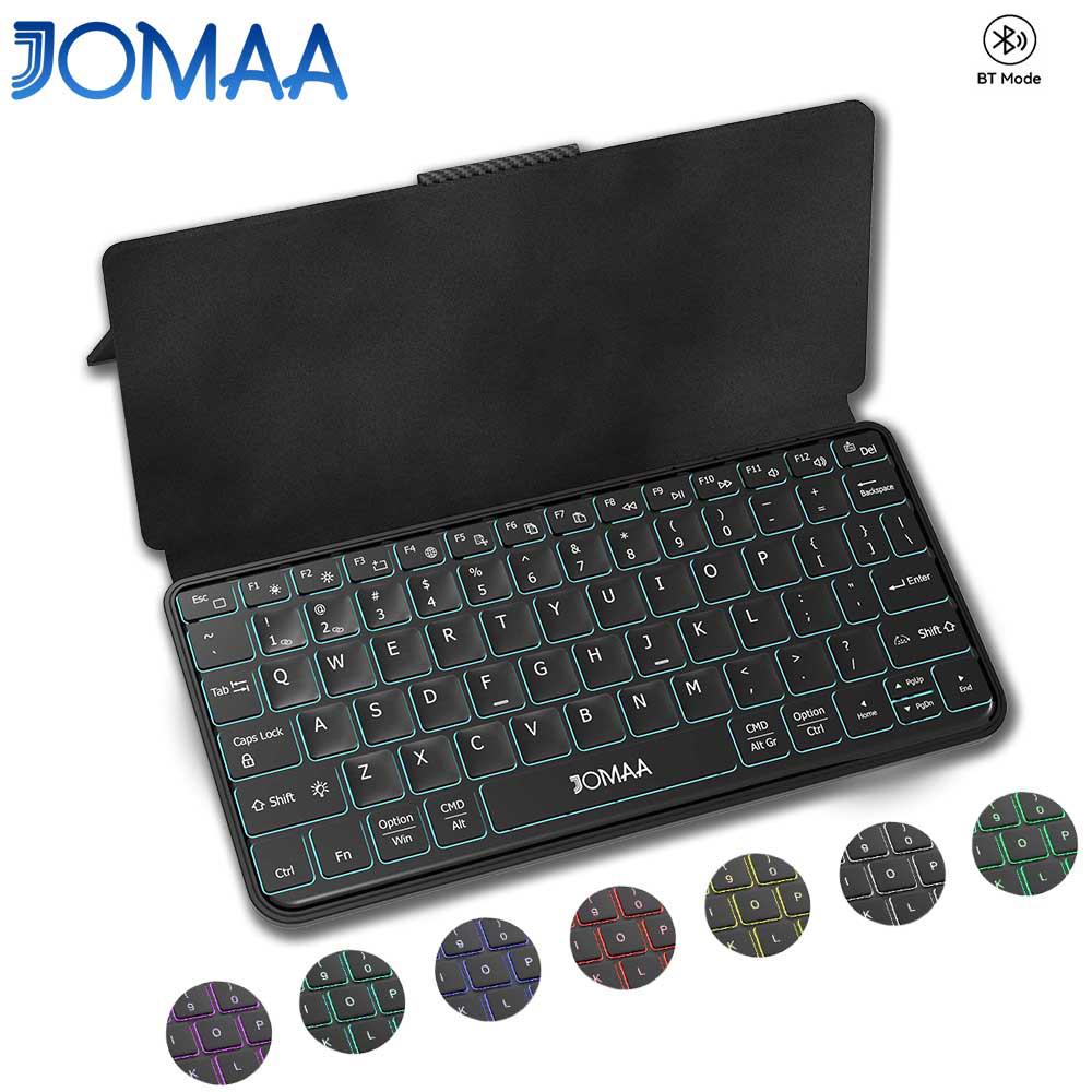 

Portable Foldable Bluetooth Keyboard with Silent Rechargeable Backlit Leather Case and Stand for Phones & Tablets чорний
