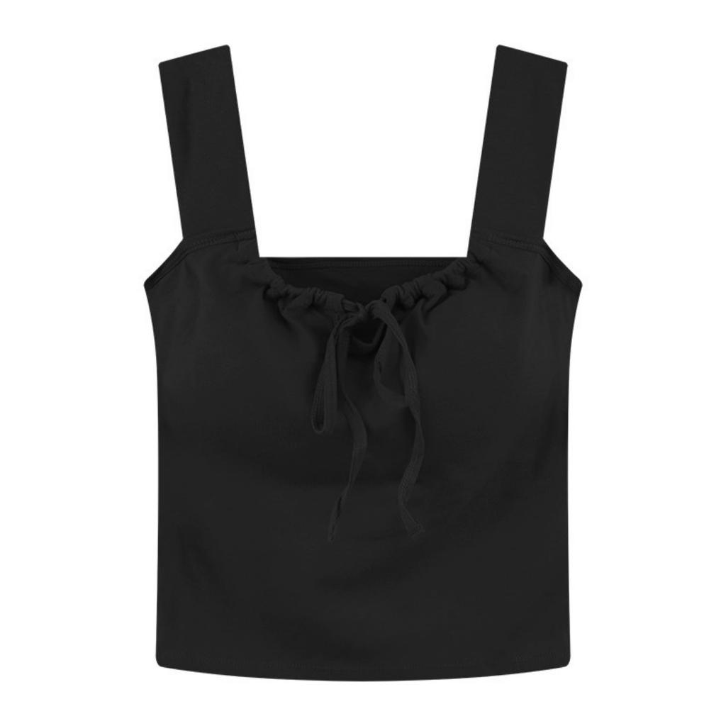 White Atmosphere Feeling Camisole Undershirt Women, Versatile with Bra Pads Department, with Bow Short Models Outside Slim Bottoming Tops