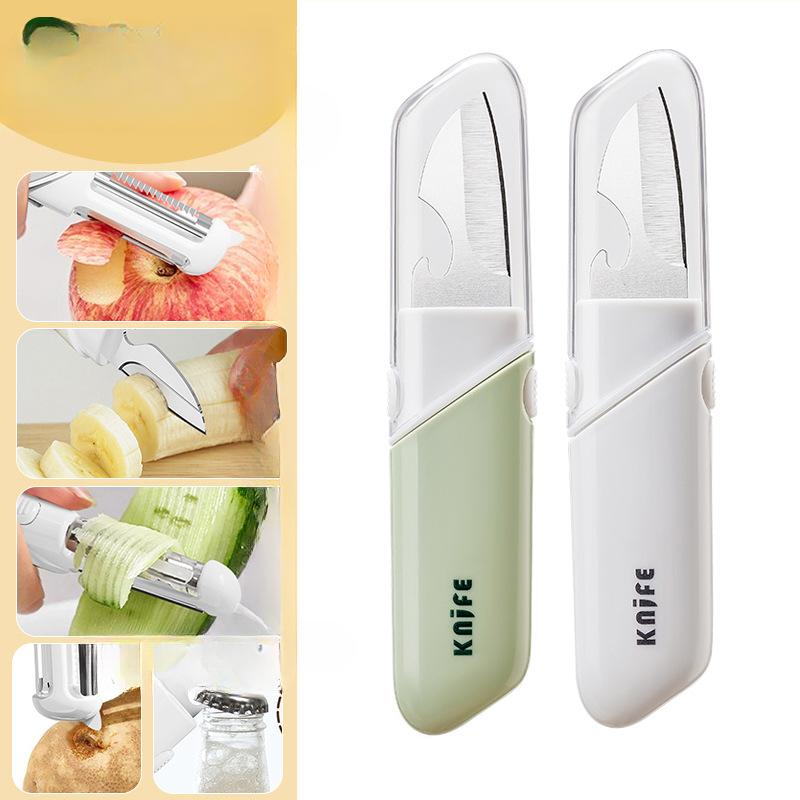 

Нож для чистки овощей и фруктов 5-в-1 портативный для общежития складной открывалка для бутылок для студенческого офиса 2packs мятный зеленый/кремовый