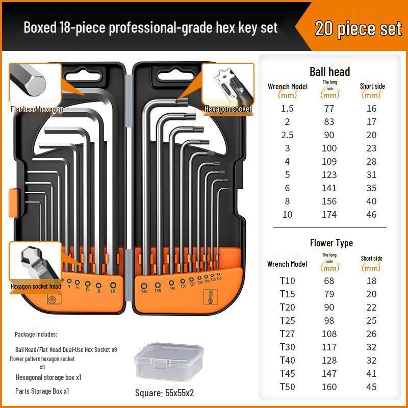 Universal Hex Wrench Set - 6-Point Screwdriver & Extendable Hex Tool
