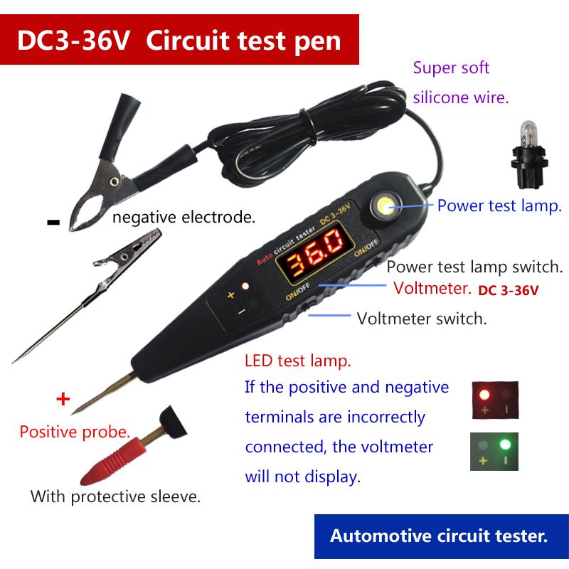 New Arrival! DC 3-36V Auto Electric Pen, Auto Repair Test Light, LED Test Light, Auto Circuit Tester