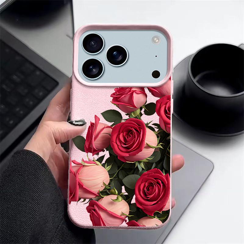 Luxury Rose Flower Phone Case For iPhone 17 Pro Max Funda iPhone 16 Pro Max 15 14 13 12 11 16e Air TPU Silicone Soft Cover Coque