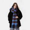 Imitation Cashmere Mohair Checkerboard Scarf Women's Winter Thickened Warm Shawl Scarf