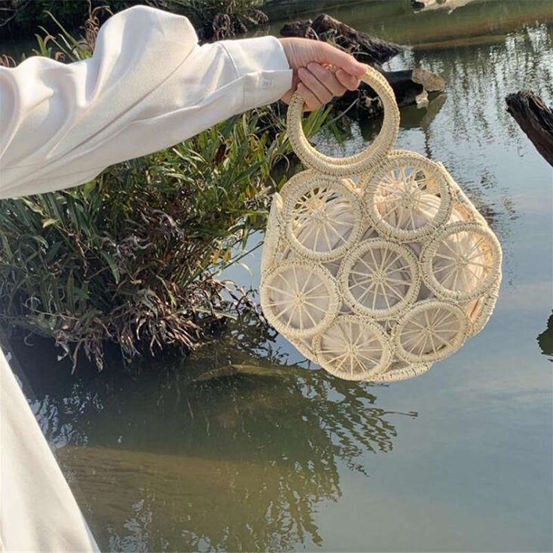 Seaside Holiday Bag Hollow Straw Large Capacity Beach Crossbody Bag Summer Hand Weaving Shoulder Bag