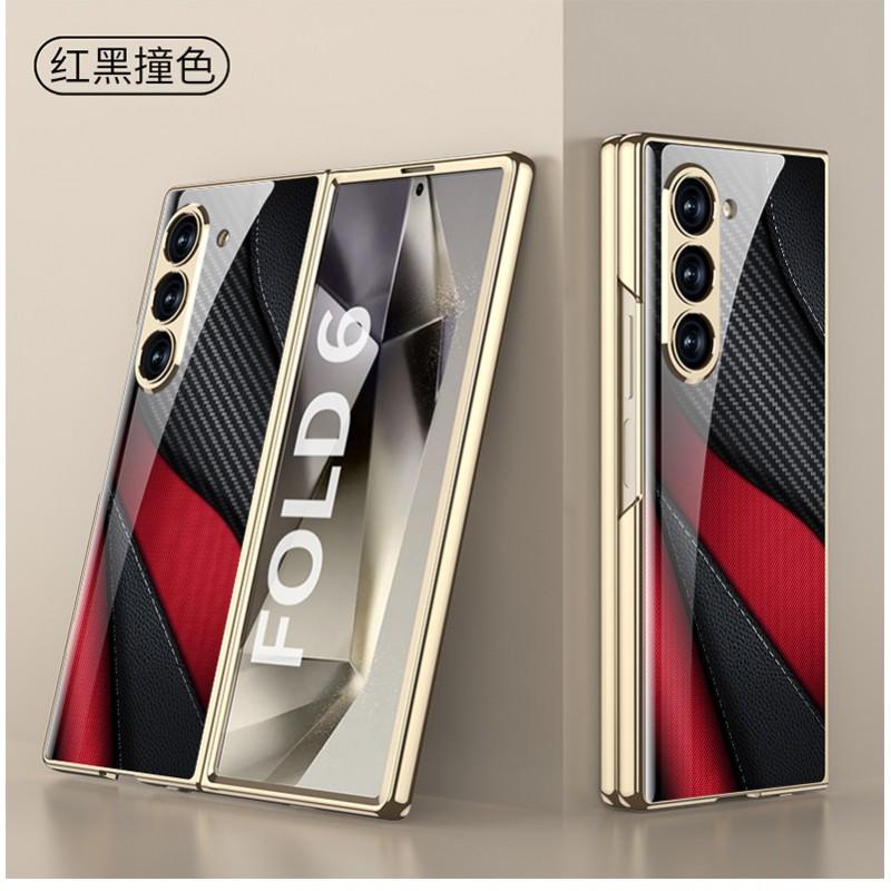 Galaxy Z Fold6 Hülle Galvanisierte Glasrückseite Hartschalen-Schutzhülle Damen Anti-Drop Faltbares Telefon
