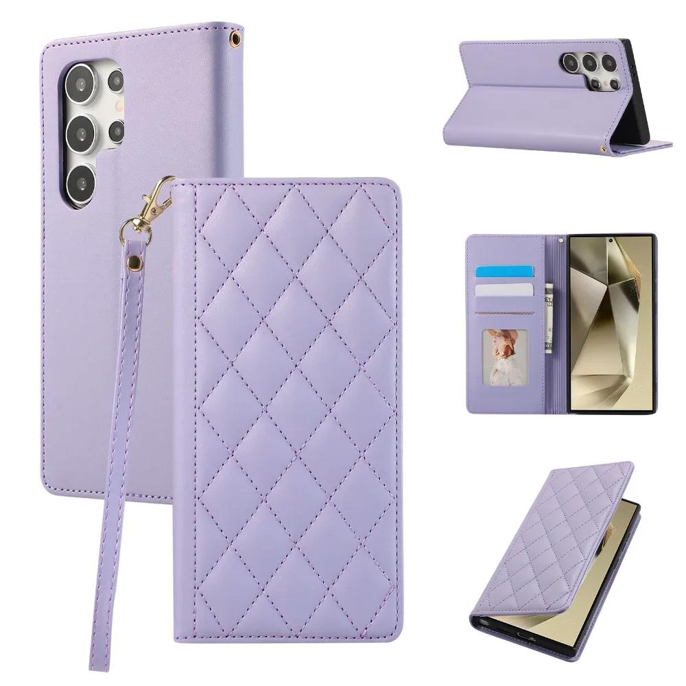 Wrist Strap Leather Phone Case for Samsung Galaxy A06 A16 A15 A35 A55 A25 A14 A24 A34 A54 A33 A53 Wallet with Card Holder Cove