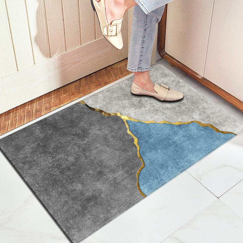 Šedá geometrická abstraktní houbová rohožka Protiskluzová latexová podložka Super absorpční pro vnitřní toaletu Koberček k posteli Podložka na podlahu