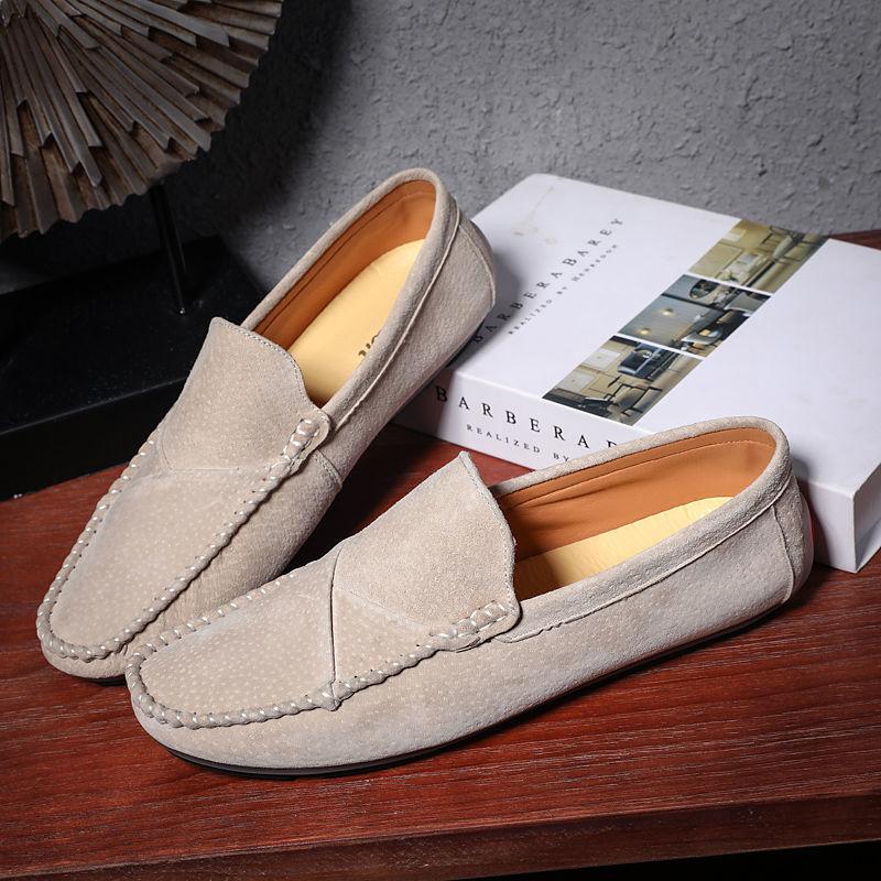 Man Casual Shoe Loafers Flat Suede Round Toe Leather Shoes for Men Adults Summer Sale Designer Comfortable Cowhide Slip-on Pu