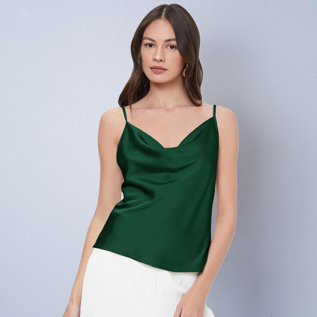 Women's Japanese Satin Vest Sling Spring Pile Pile Collar Sexy Bottom Swinging Collar Short Top