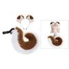 2Pcs Faux Furs Animal Tail Dog Ears Headband Dog Costumes Halloween Cosplay Costumes for Adult Kids