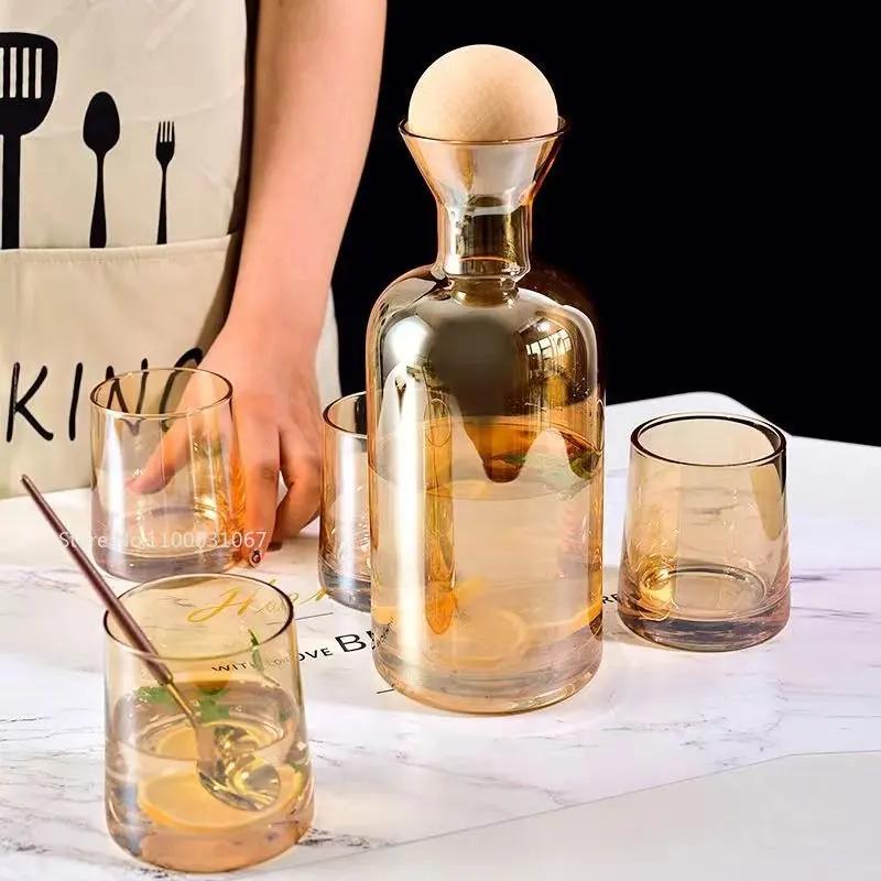 Gray Amber Color Glass Water Pitcher with Handle Heat Resisttant Cold Hot Kettle Large-capacity Tea Pot Water Bottle Juice Jug