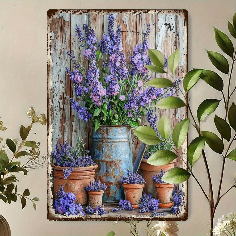 Vintage Metal Flower Wall Art Poster, 20x30cm Decorative Home Garden Sign