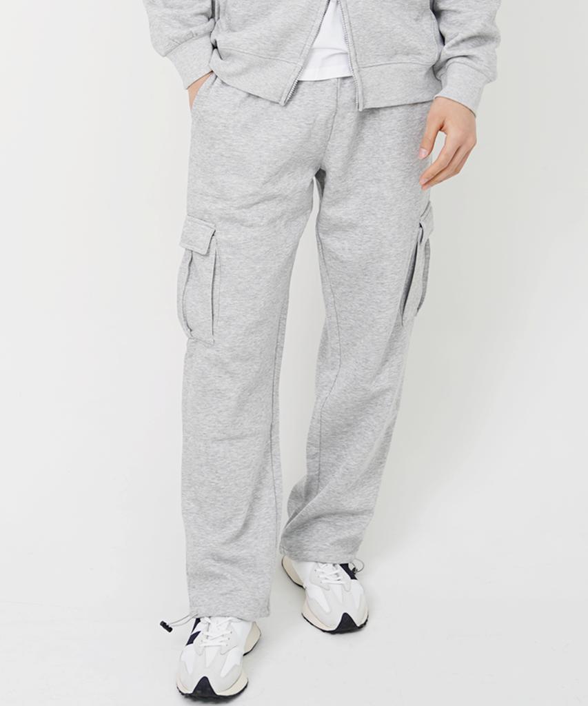 TURTLEBACK Fleece-Lined Cargo Drawstring Training Pants With Embroidered Logo (Gray)