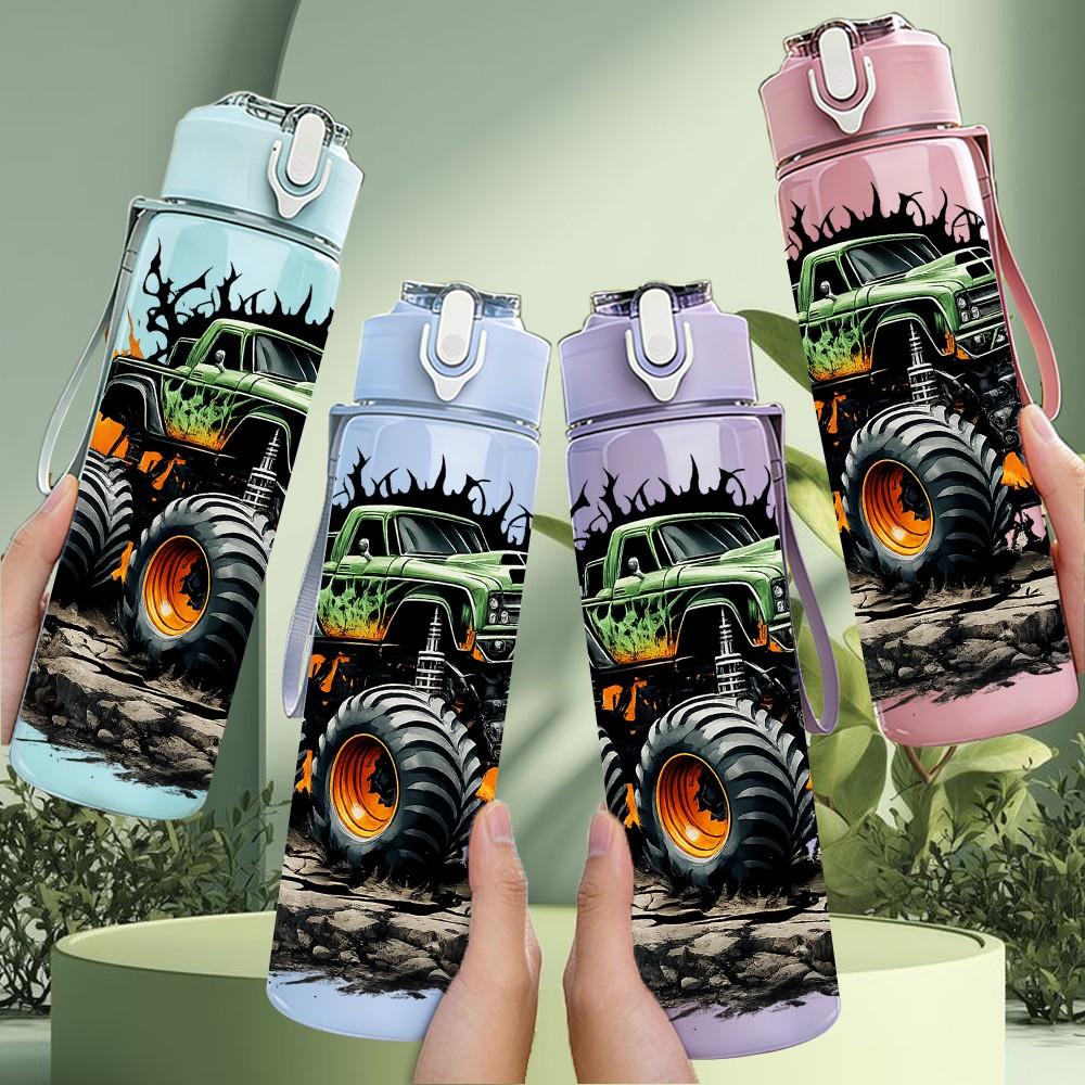 1PC Big Tractor Mud Off Road Vehicle Art 750ml Color Plastic Sports Water Bottle Leakproof Flip Straw Lid Suitable for Sports Office Home Use