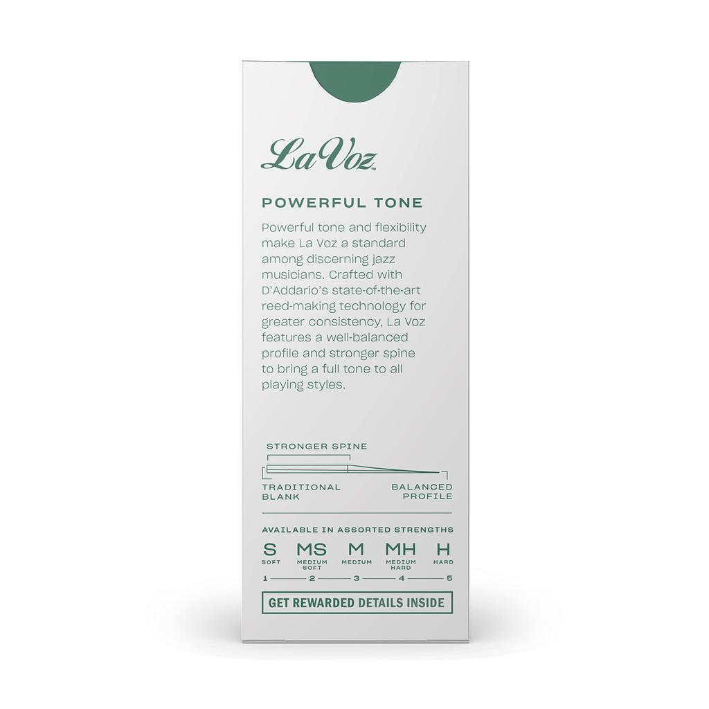 D'Addario WoodWinds D'Addario Bass Clarinet Reeds, LA VOZ REC05MS [Medium Soft], Pack of 5