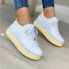 Fashion Women Platform Sneakers Trend White Shoes for Women 2025 New Sunflower Decoration Vulcanized Shoes Zapatillas Plataforma Mujer
