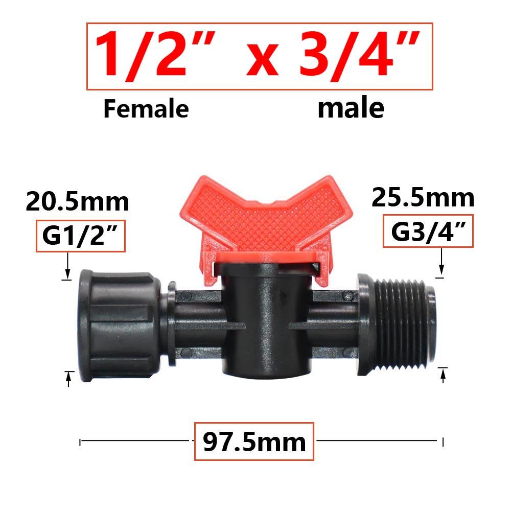 Garden Tap1/2 3/4" Male Female Thread Tap Connector Irrigation Miniature Valve Water Flow Control Valve Crane Quick Fittings