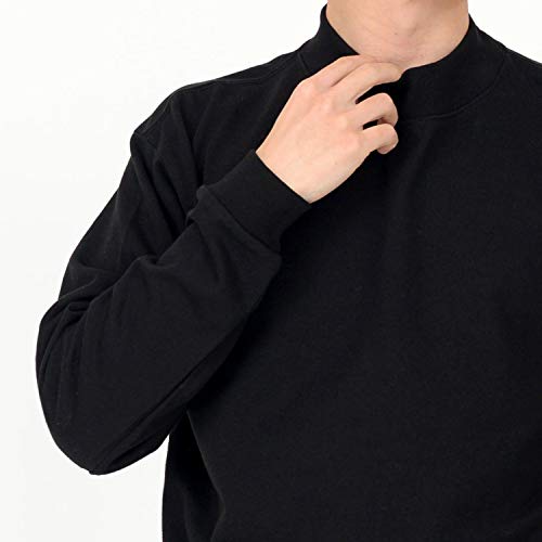 [T-shirt.st] Long-sleeve Mock Neck T-shirt, Extra Thick 10.2 oz, Men's & Women's, Black, XL
