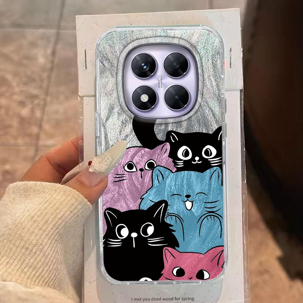 MultMultiple ones Gradient Colored Cat Phone Cases For Xiaomi Redmi Note 14 13 Pro 14C 13C A5 A3 14t Silicone Couple Funda Cover