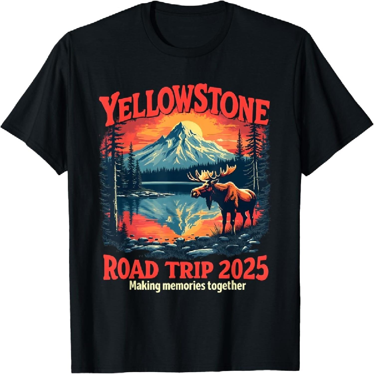 

Yellowstone Road Trip 2025 National Park Outdoor Family T-Shirt XXXXXL різнокольоровий