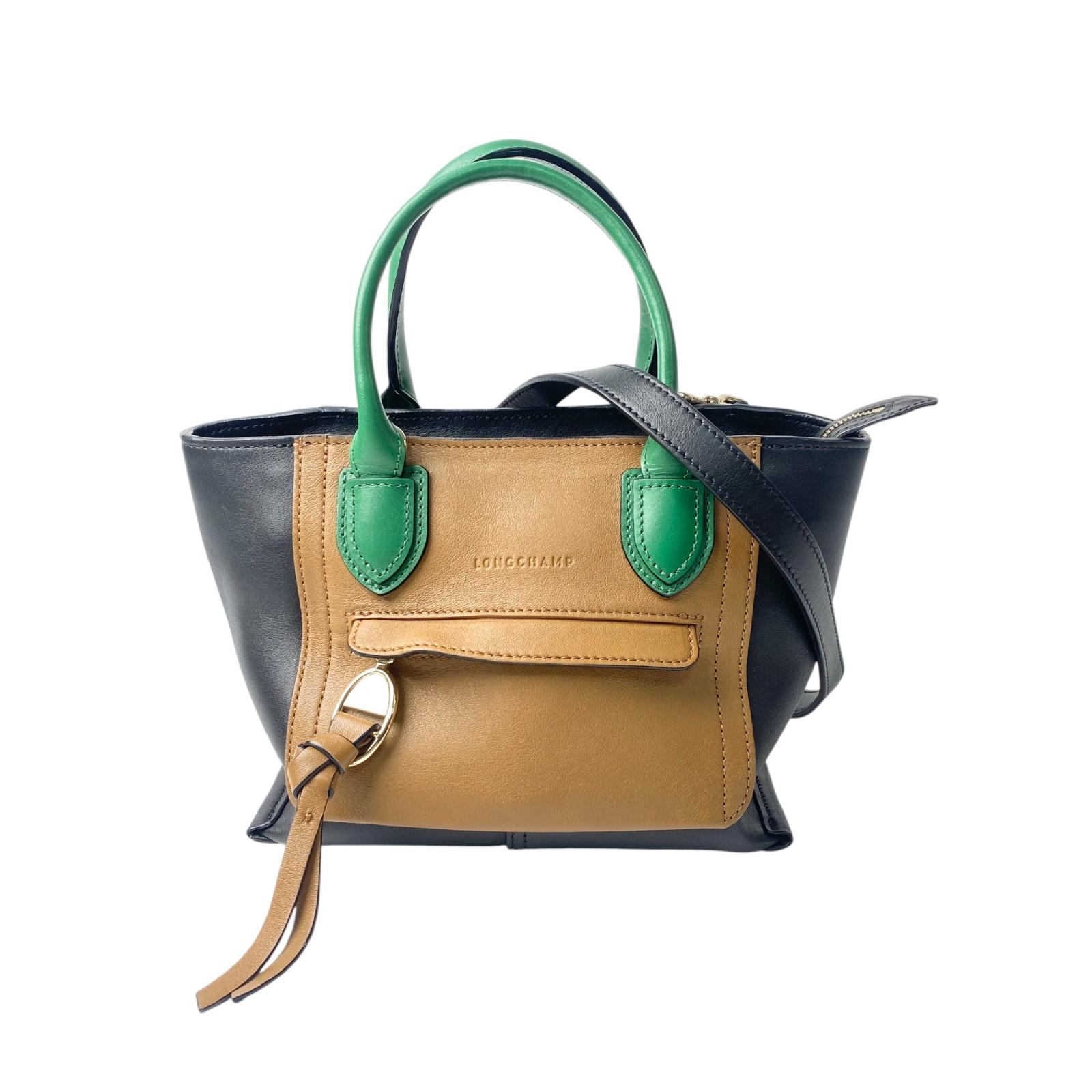 

Вживана сумка Longchamp через плече чорна/Коричнева/Зелена шкіра Жіноча
