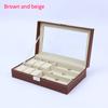 Elegant Faux Leather Watch and Glasses Organizer Box with Mirro Display Case Fashion Glasses Storage Box with Lock Buckle Travel