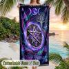 Witchcraft Theme Beach Towel Personalized Custom Name & Text Soft Quick Dry Beach Towel for Swimming Travel