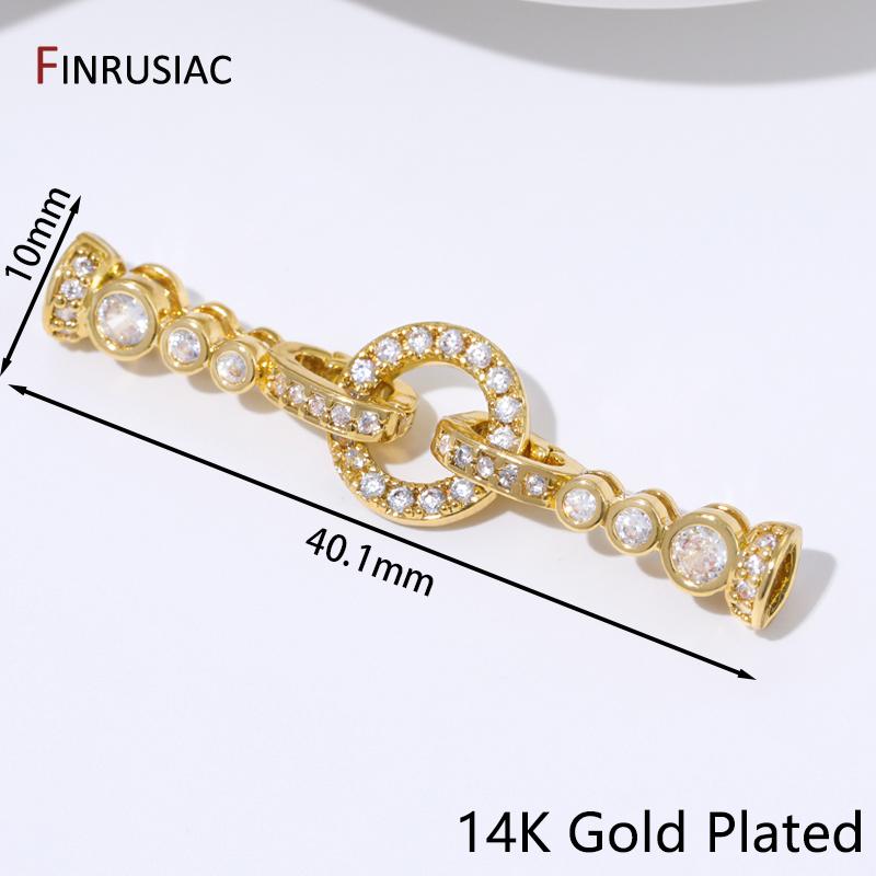 

14K Gold Plated Brass With Zircon Round Pearl Clasps Fastener,End Beads Clasps Connector for DIY Jewelry Making Accessories 1 piece