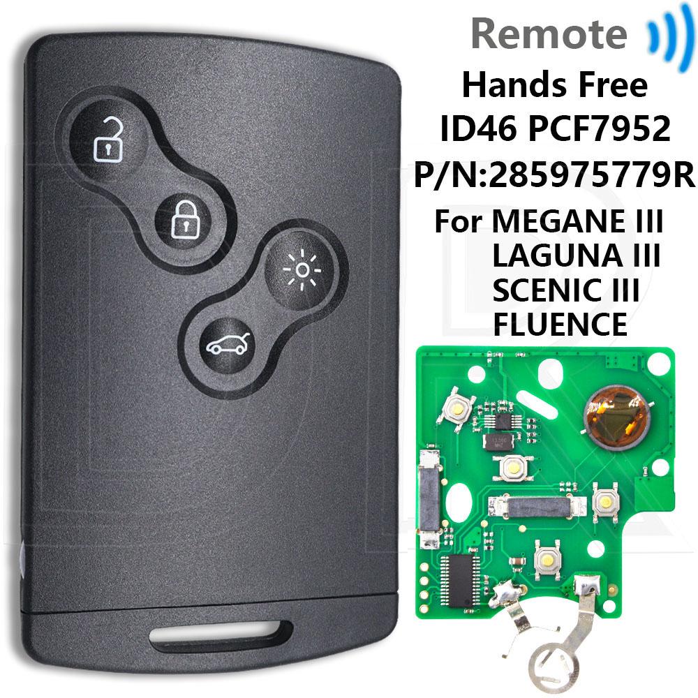 Great ID46/4A Chip Half Smart/Hands Free Car Remote Key For Renault Megane 3 Laguna 3 Grand Scenic Koleos Fluence Clio IV Captur