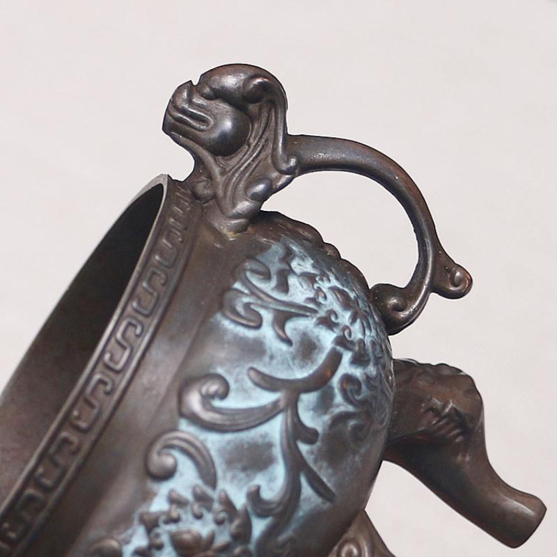 Antique Alloy Incense Burner Chinese Home Decorative Animal Foot Plate Incense Burner Tea Ceremony Ornaments