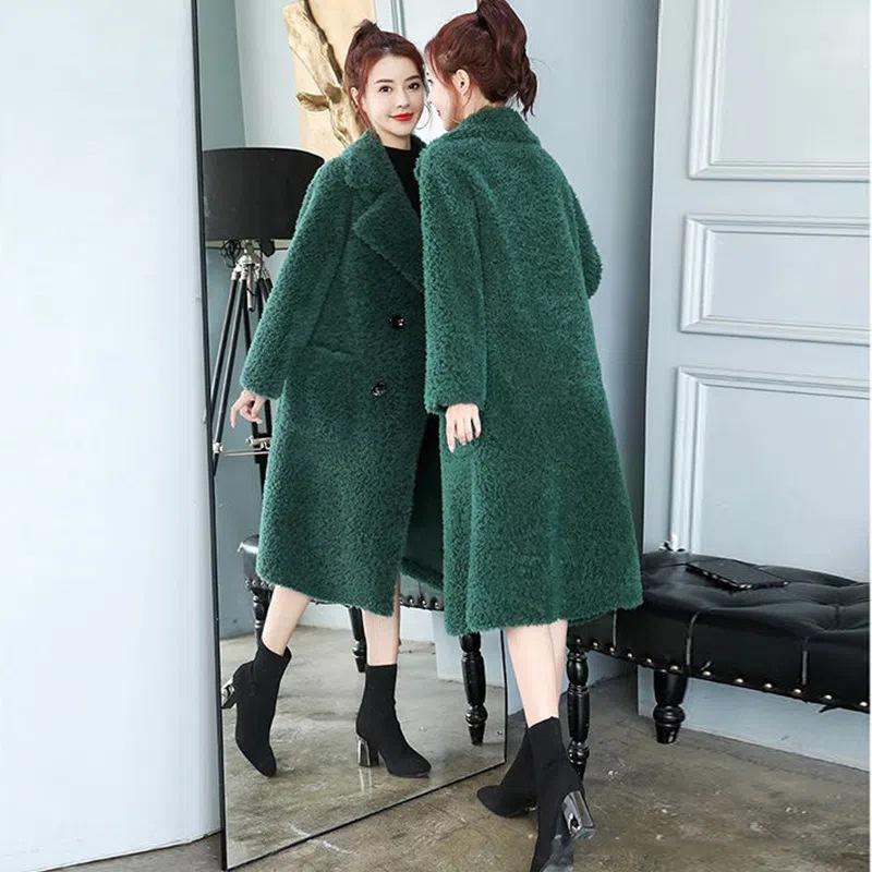 New Winter New Fur One-piece Lamb Fur Coat for Women Loose Thickened Korean Style Mid-length Coat