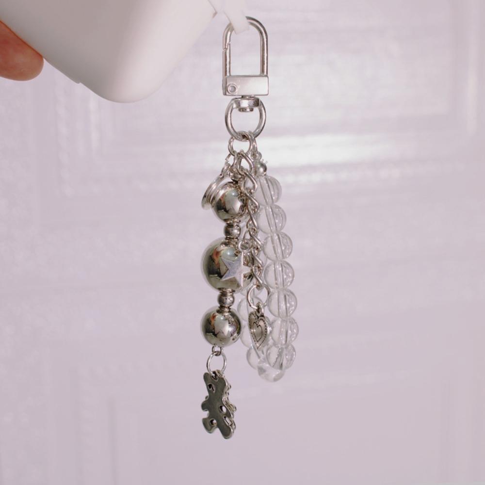 

Bear Y2k Earphone Case Pendant Y2k Keychain Pendant Phone Charm Beaded KeyChain Phone Hanging love