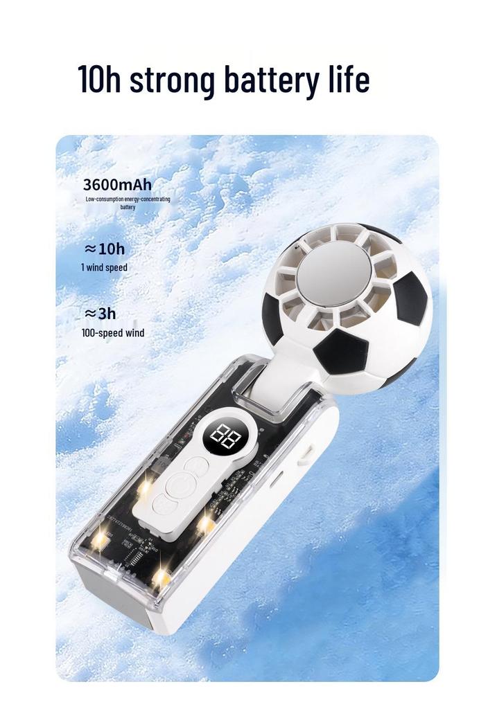 World Cup High-Speed Foldable Football Fan with Cooling Light & Ice Pack Display