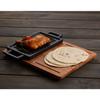 Lava Cast Iron Rectangle Hot Plate Griddles. With Wooden Platter 22X15cm.