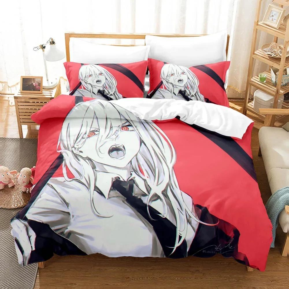 3D Printed Anime Chainsaw Man Bedding Set Makima Duvet Cover Cover Single Twin Quilt Bedclothes Cover Home Textile