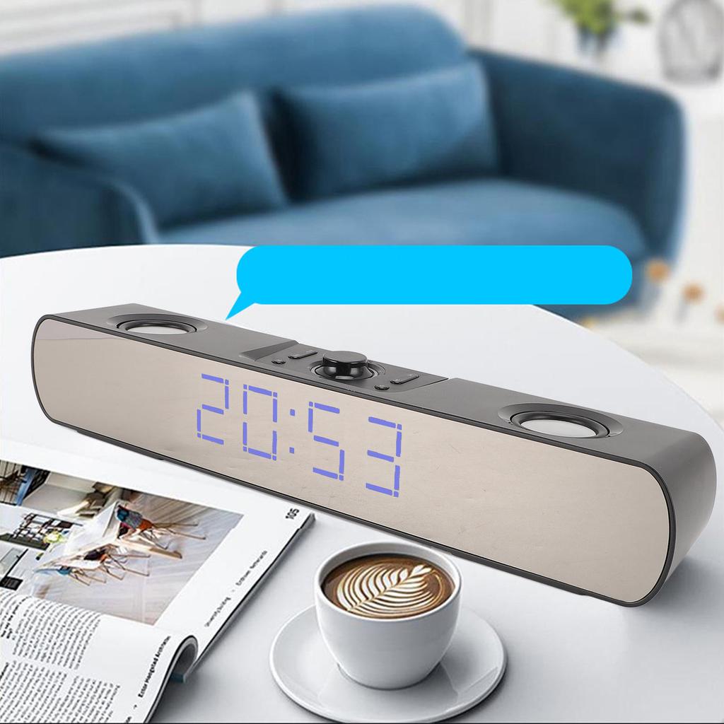 Computer Speaker HiFi Stereo Built In Subwoofer Support USB   In PC Gaming Speaker with Alarm Clock FM Radio for Laptop Display