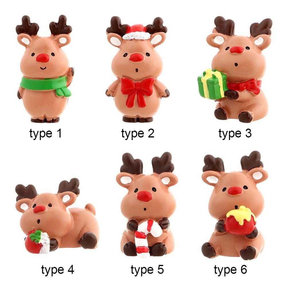 Mini Deer Figurines Resin Elk Toys Cake Topper Miniature Snow Scene Micro Landscape Home Decoration Christmas Supplies Craft