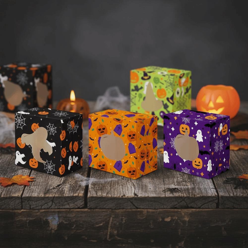 12/24Pcs Paper Halloween Candy Boxes Square Cookies Favor Boxes Halloween Treat Boxes Kids Party