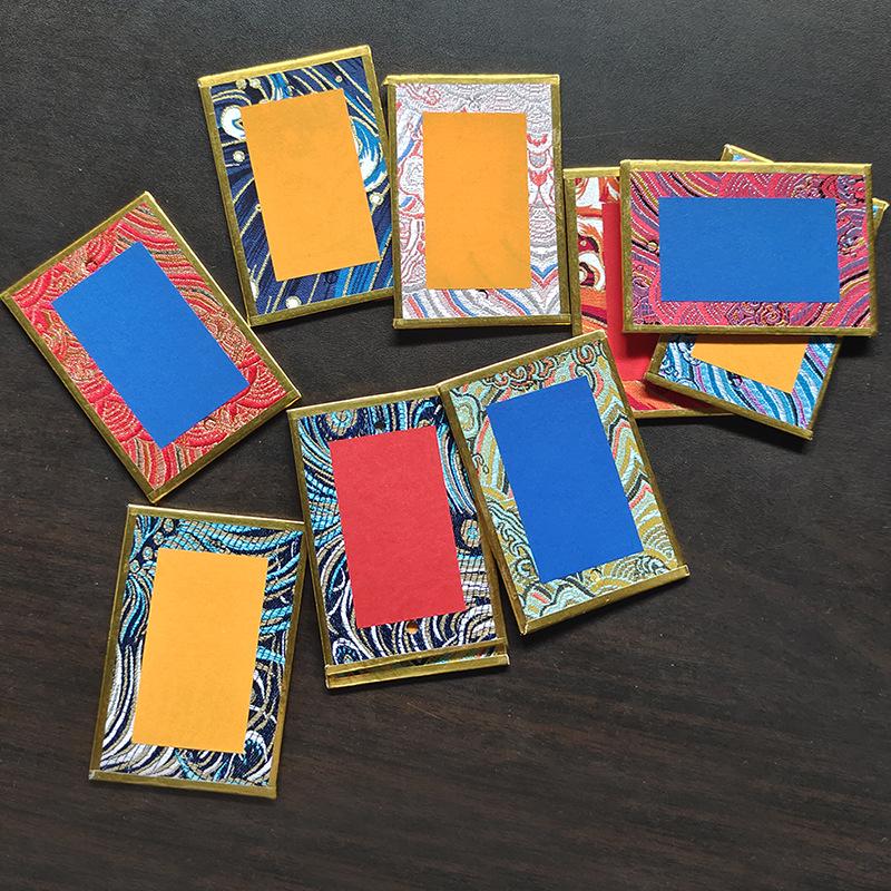 Song Dynasty Brocade Calligraphy Cardboard Pendant & Ripe Xuan Paper Bookmark - Chinese Fortune Car Ornament DIY Gift