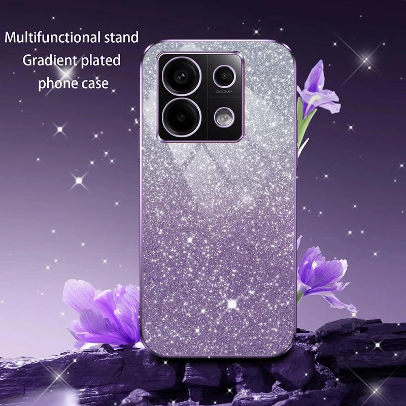 Custodia in Silicone Lucida con Placcatura Glitterata per Xiaomi POCO X6 Pro 5G Copertura Posteriore Morbida per Obiettivo Fotocamera