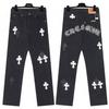 9903 Men's and Women's American Style Trendy Jeans with Fabric Patches, Casual and Fashionable High Street Pants