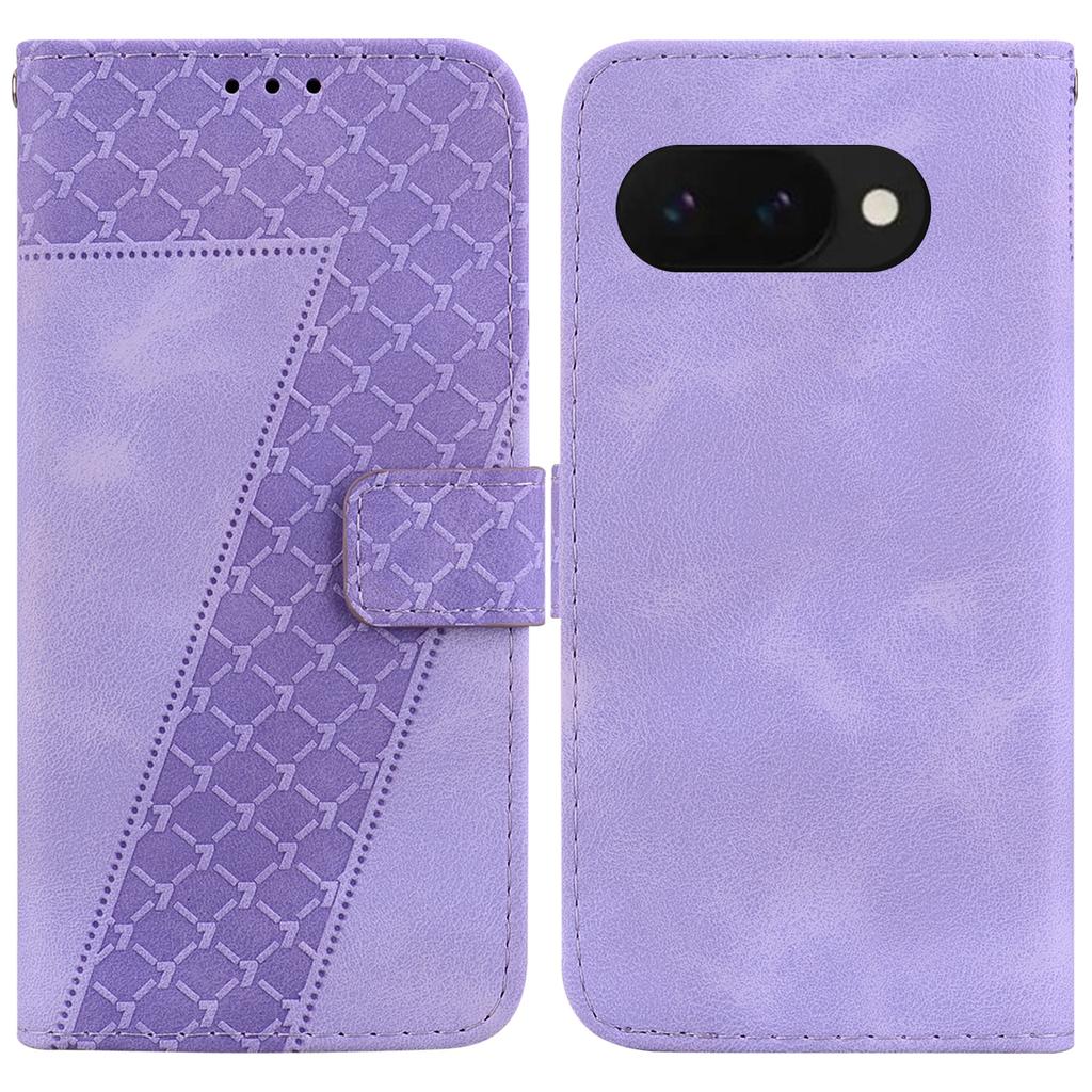 For Google Pixel 9a Stand Case 7-Shaped Pattern Imprint Leather Phone Cover